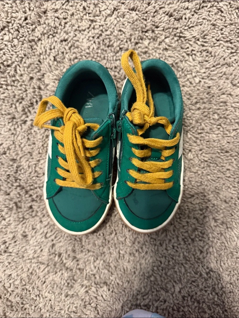 Zara Green Kids Sneakers with Yellow Laces